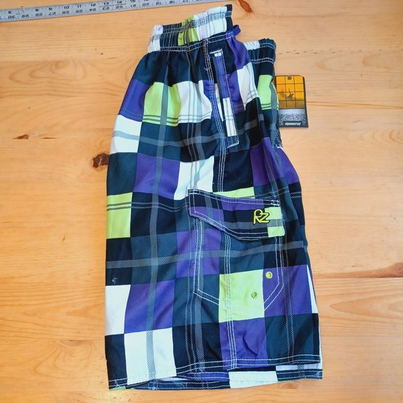 NWT! 👓 3/$40 Rip zone Men’s Swim Trunks Purple/ Lime/ Black Checkered (3598 - Picture 5 of 11